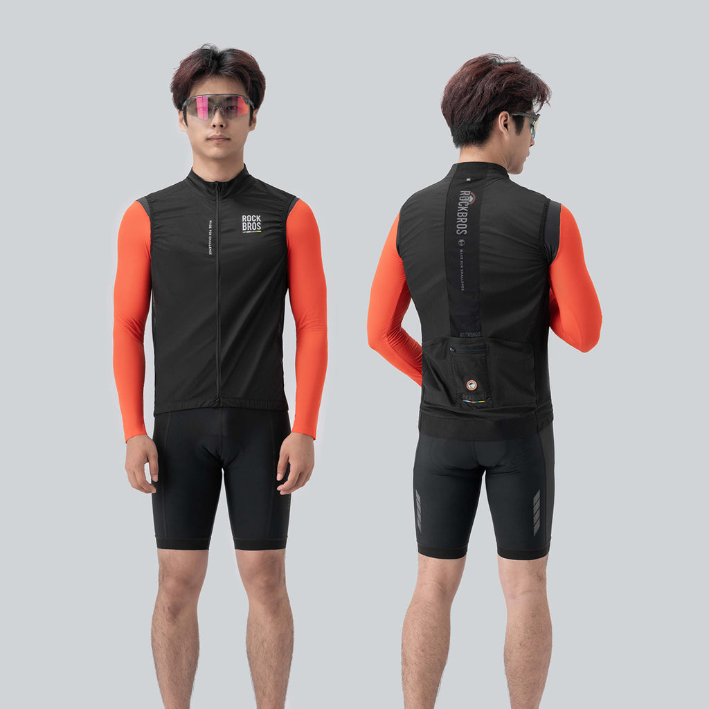 Rockbros TLMJ003-01 ROAD TO SKY vyriškas lengvas kvėpuojantis dviračio liemenėlis S – juodas -- Cycling Jackets & Vests