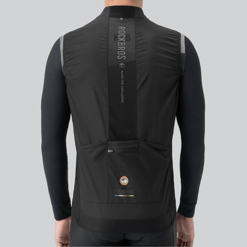 Rockbros TLMJ003-01 ROAD TO SKY vyriškas lengvas kvėpuojantis dviračio liemenėlis S – juodas -- Cycling Jackets & Vests