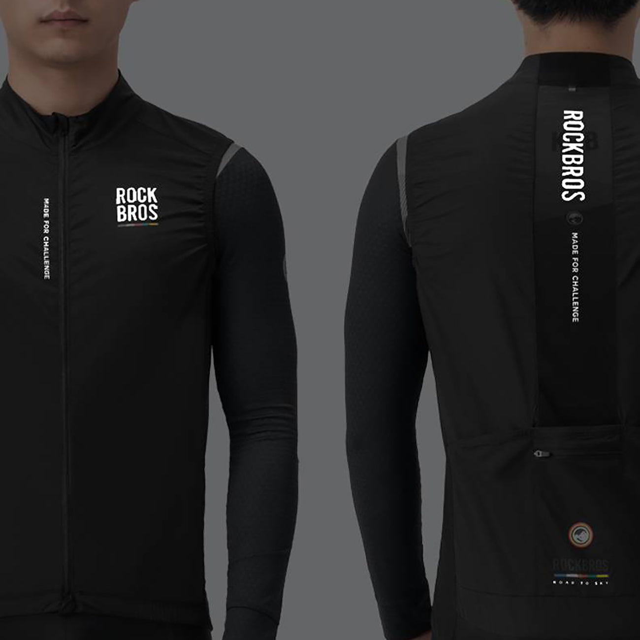 Rockbros TLMJ003-01 ROAD TO SKY vyriškas lengvas kvėpuojantis dviračio liemenėlis S – juodas -- Cycling Jackets & Vests
