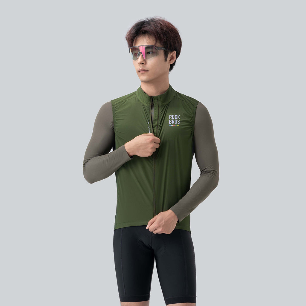 Rockbros TLMJ003-01 ROAD TO SKY vyriškas lengvas kvėpuojantis dviračio liemenėlis S – žalias -- Cycling Jackets & Vests