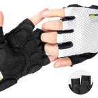 Rockbros TLS004 ROAD TO SKY Trumpos šoko sugeriancios dviratininko pirštinės S - Baltos -- Bicycle Gloves