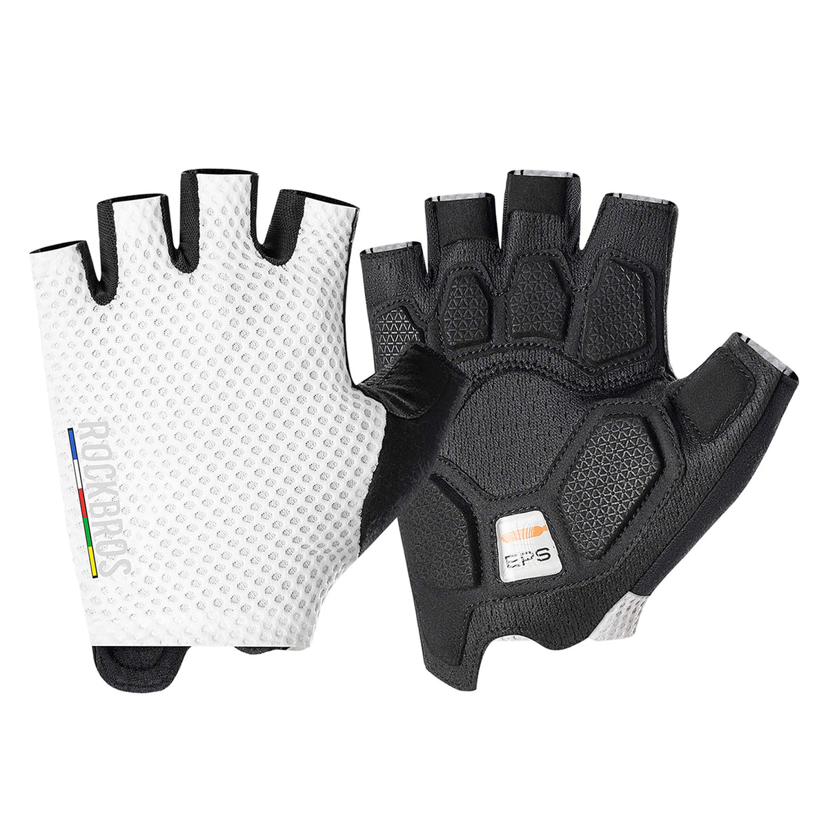 Rockbros TLS004 ROAD TO SKY Trumpos šoko sugeriancios dviratininko pirštinės M - Baltos -- Bicycle Gloves