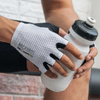 Rockbros TLS004 ROAD TO SKY Trumpos šoko sugeriancios dviratininko pirštinės M - Baltos -- Bicycle Gloves