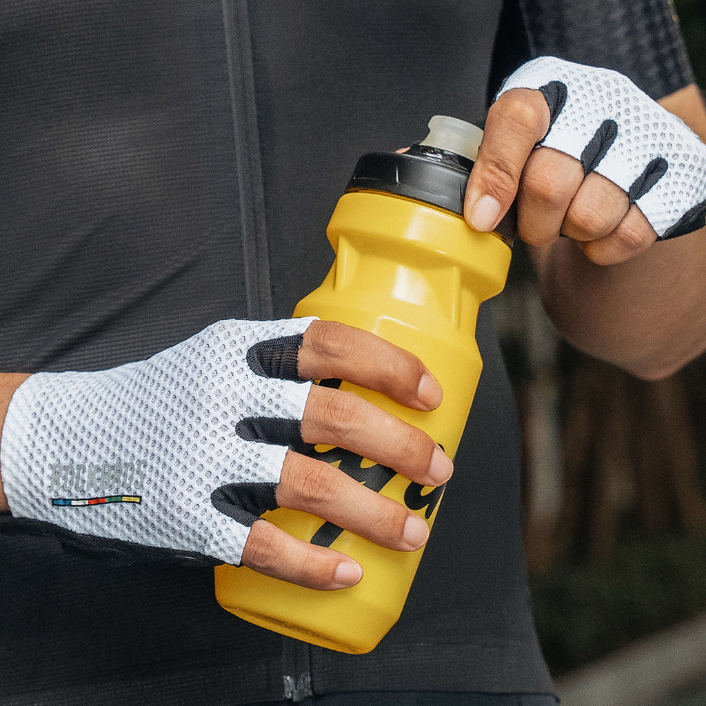 Rockbros TLS004 ROAD TO SKY trumpos smūgius sugeriančios dviračio pirštinės L - baltos -- Bicycle Gloves