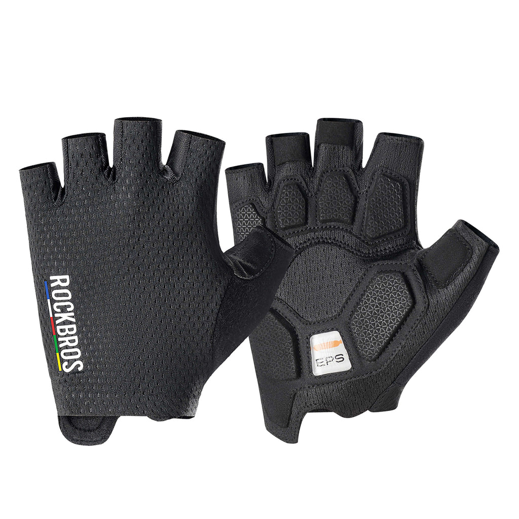 Rockbros TLS004 ROAD TO SKY trumpos smūgius sugeriančios dviračio pirštinės S - juodos -- Bicycle Gloves