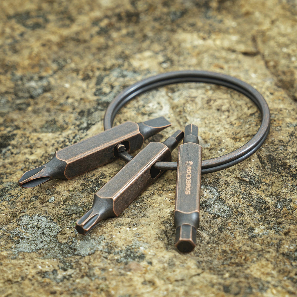 Rockbros VK-ARCO3 ROAD TO SKY Multitool 6-in-1 raktų pakabukas - ruda -- Bicycle Multi-Tools