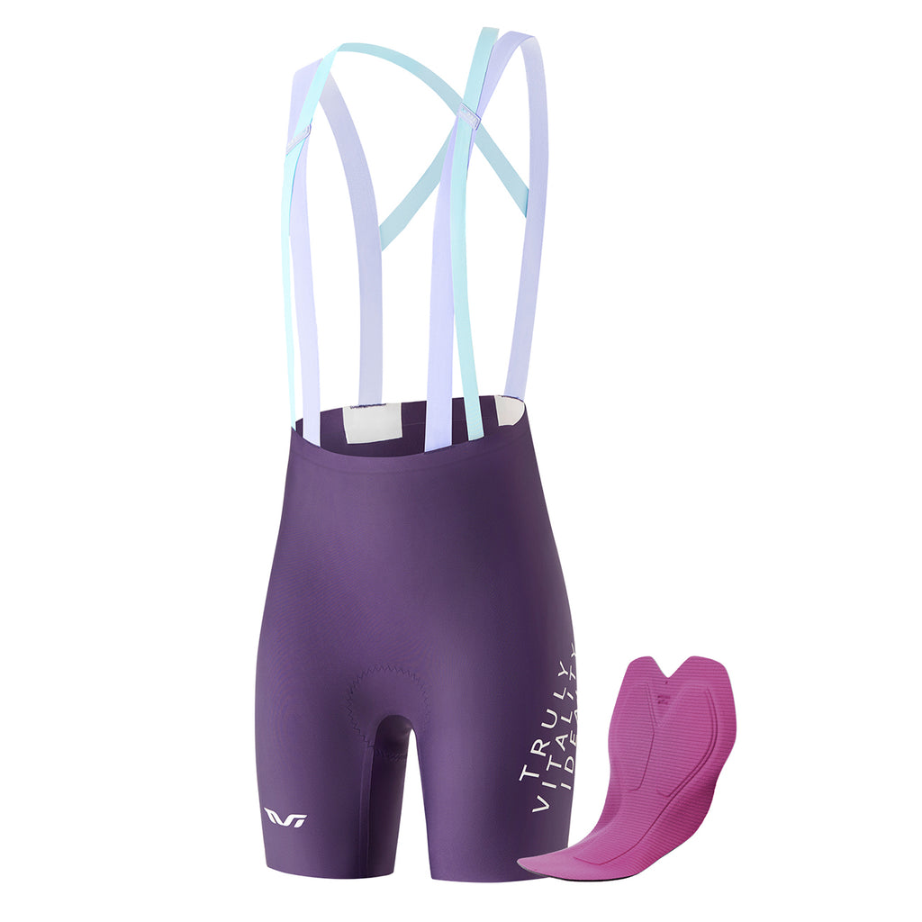 Rockbros YDDK017-1 TVI Moterų dviratinės šortai su petnešomis ir pamušalu S dydis - Violetinė -- Cycling Shorts & Bib Shorts