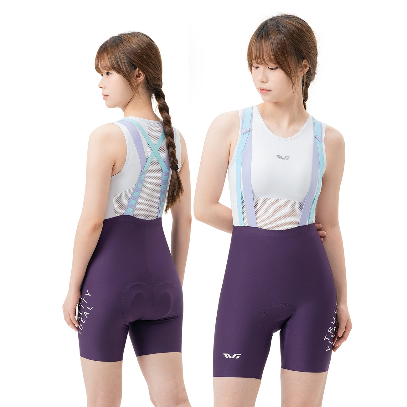 Rockbros YDDK017-1 TVI Moterų dviratinės šortai su petnešomis ir pamušalu S dydis - Violetinė -- Cycling Shorts & Bib Shorts