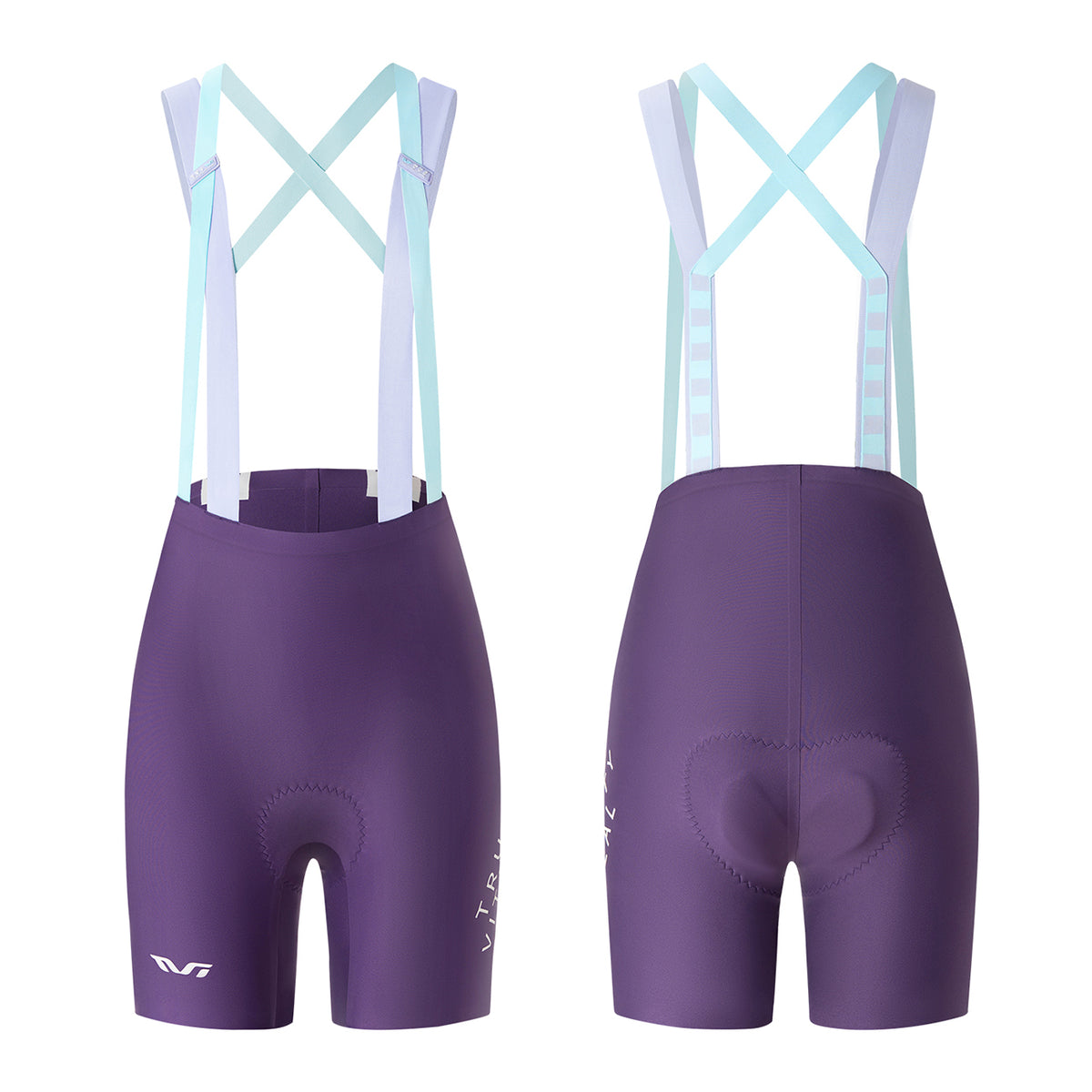 Rockbros YDDK017-1 TVI Moterų dviračio kelnaičės su liemeniu ir pamušalu Dydis L - Purpurinės -- Cycling Shorts & Bib Shorts