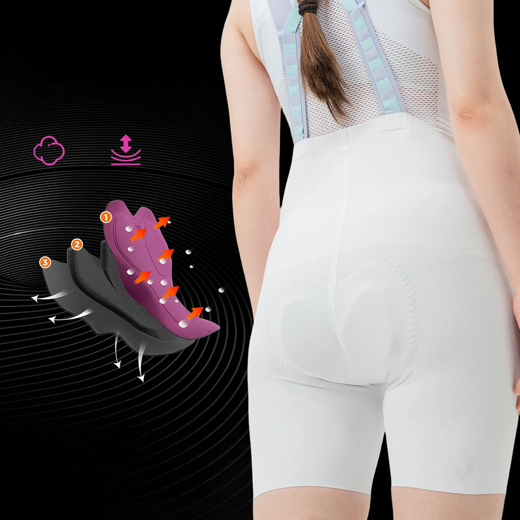 Rockbros YDDK017-1 TVI Moterų dviračio šortai su nertimi ir pamušalu Dydis L - Balti -- Cycling Shorts & Bib Shorts