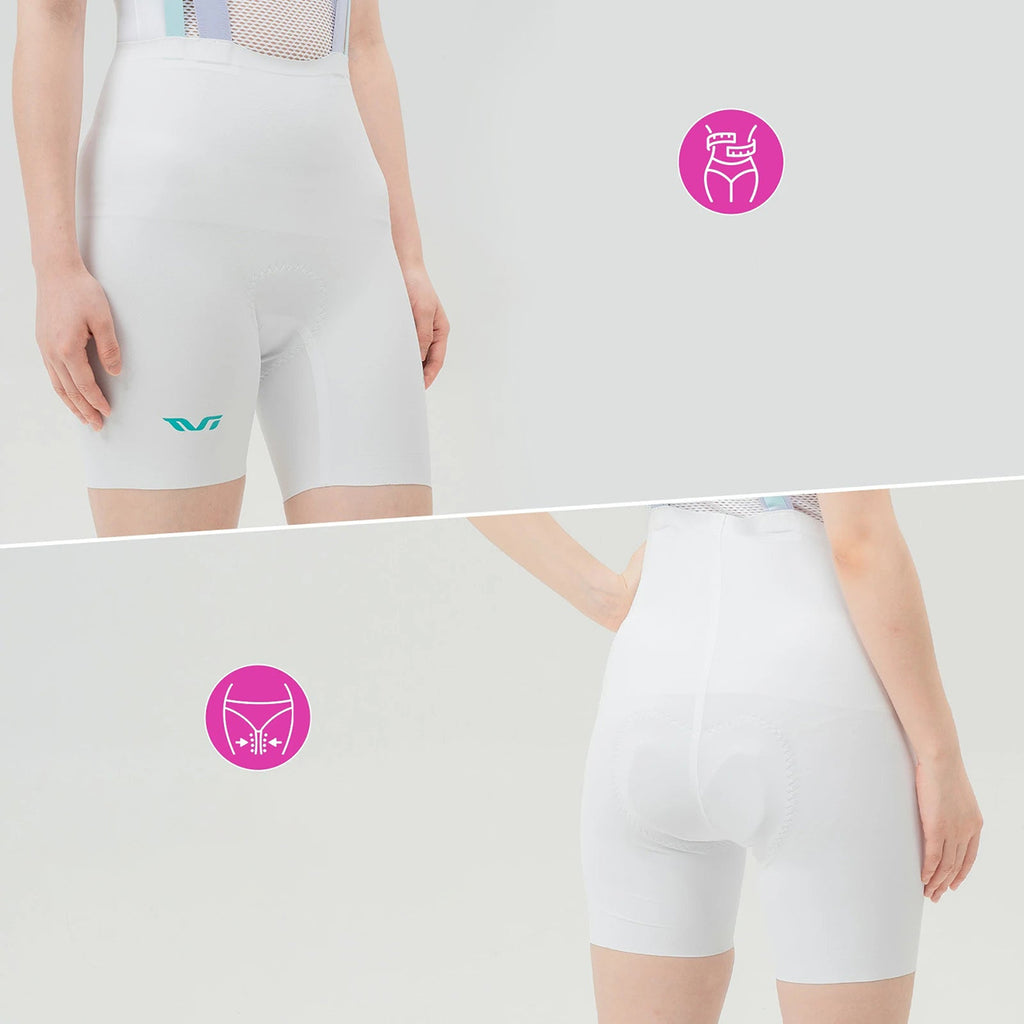 Rockbros YDDK017-1 TVI Moterų dviračio šortai su nertimi ir pamušalu Dydis L - Balti -- Cycling Shorts & Bib Shorts