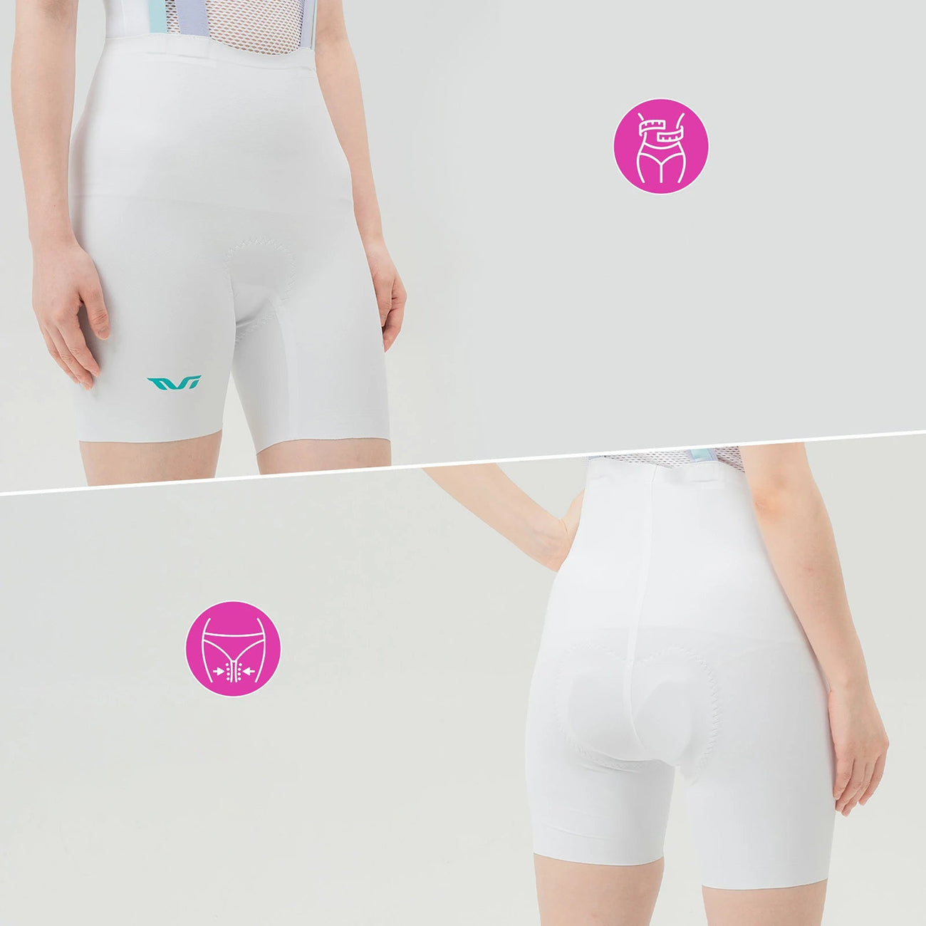 Rockbros YDDK017-1 TVI Moterų dviračio šortai su nertimi ir pamušalu Dydis L - Balti -- Cycling Shorts & Bib Shorts