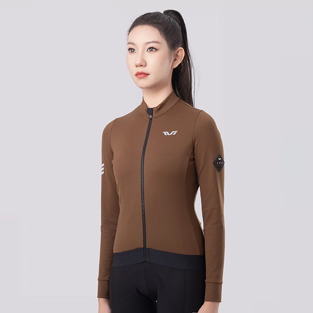 Rockbros YDWT006 TVI moteriškas dviračio džersėjis šiltas rudenys/žiema L - ruda -- Cycling Jerseys