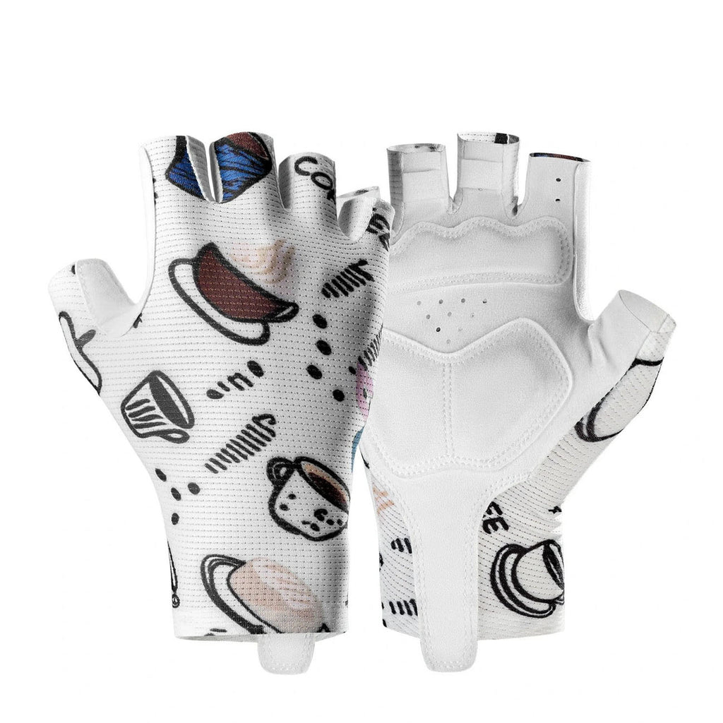 Rockbros S389 moterų trumpi smūgio sugeriantys dviračio pirštinės L - Balta -- Bicycle Gloves