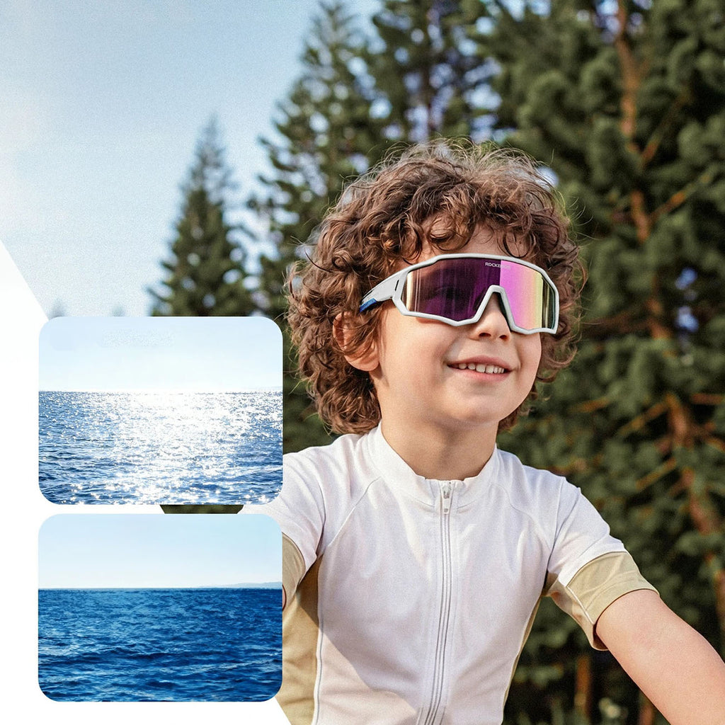 Rockbros SP383 Shining Warrior dviračių akiniai - matinis baltas rėmelis, poliarizuoti raudoni lęšiai -- Cycling Eyewear
