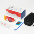 Rockbros SP383 Shining Warrior dviračių akiniai - matinis baltas rėmelis, poliarizuoti raudoni lęšiai -- Cycling Eyewear