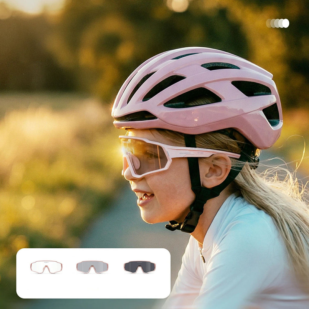 Rockbros SP383 Photochromic dviračių akiniai su UV400 apsauga vaikams - rožiniai -- Cycling Eyewear