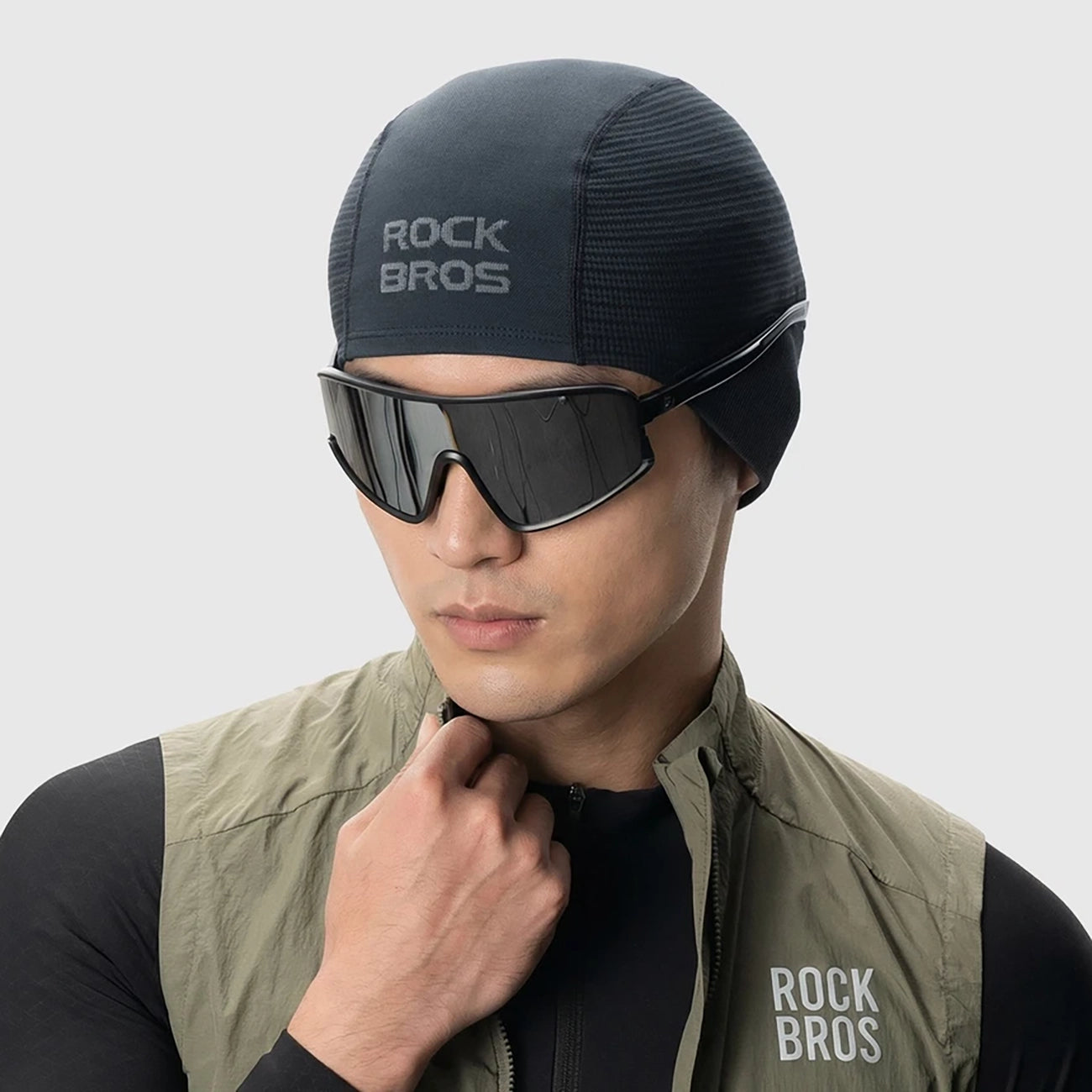 Rockbros LF25956 siūlių neturinti megzta dviračio kepurė - juoda -- Cycling Caps & Headwear