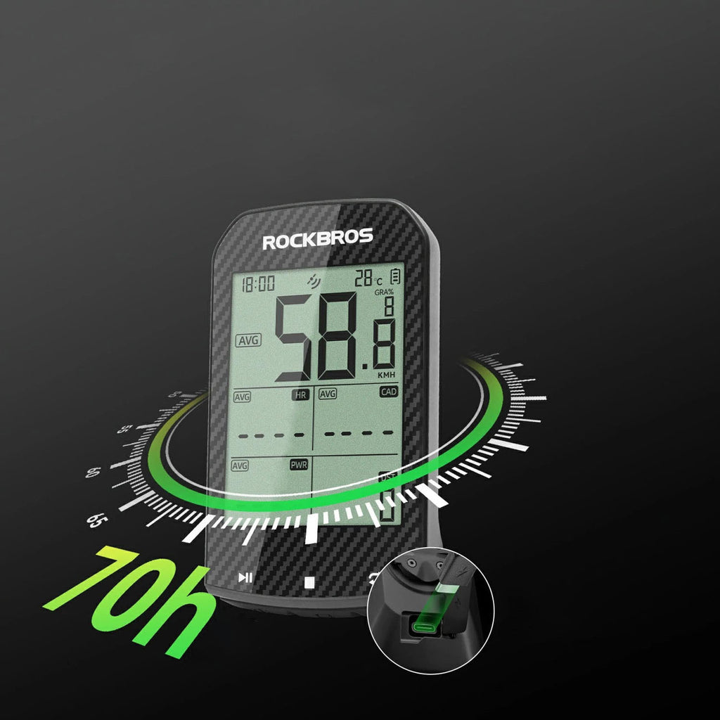 Rockbros M1Pro Bluetooth GPS dviračio kompiuteris IPX6 - juodas -- Bicycle Tools