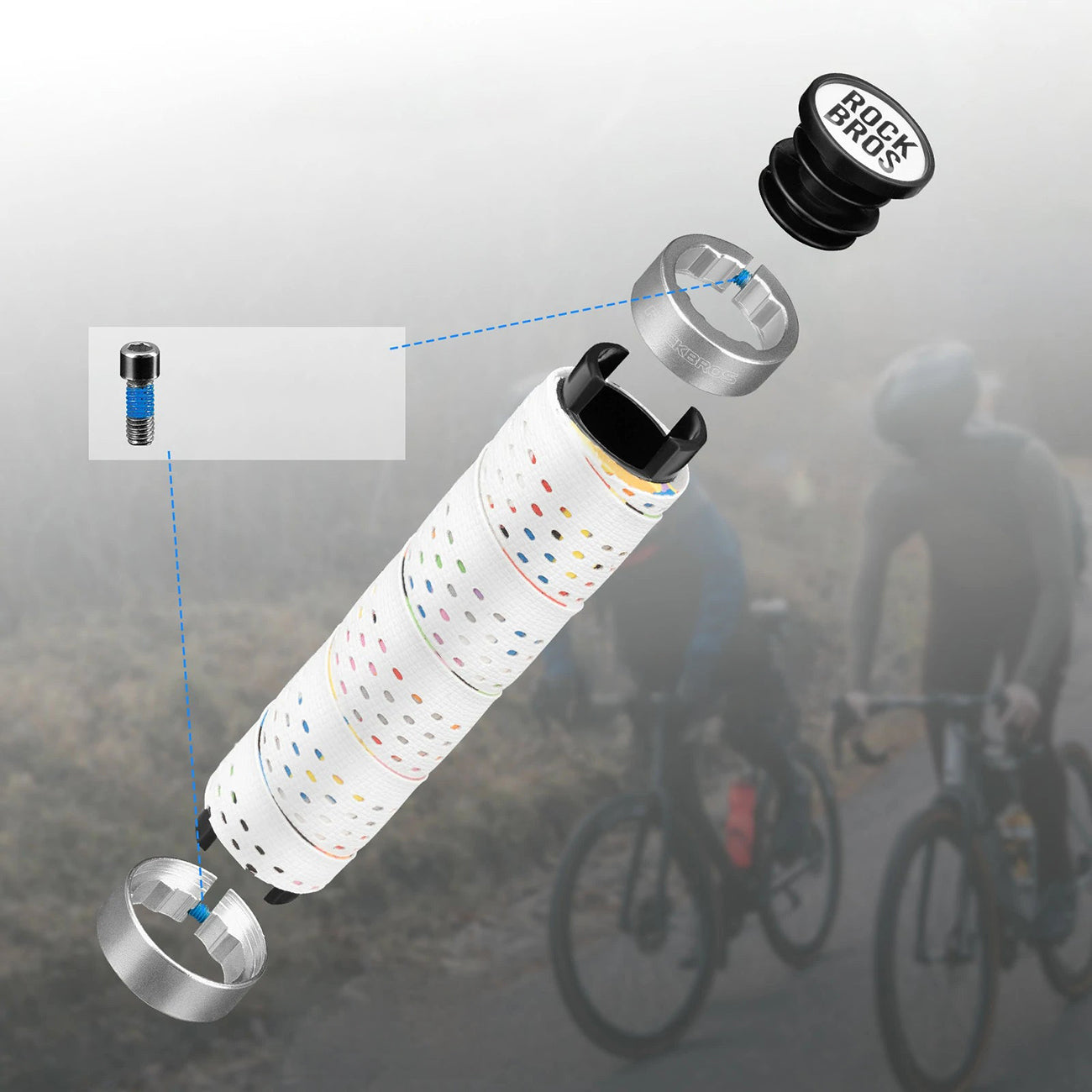 Rockbros GR0112 Griebikliai - Balta -- Bicycle Handlebar Grips