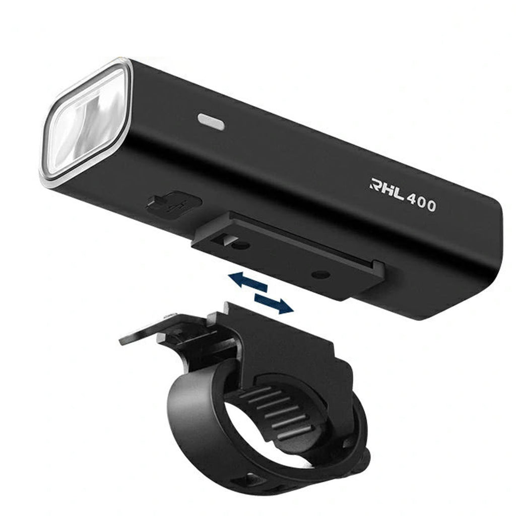 Rockbros RHL400 priekinė dviračio šviesa 400lm USB-C - juoda -- Bicycle Lights