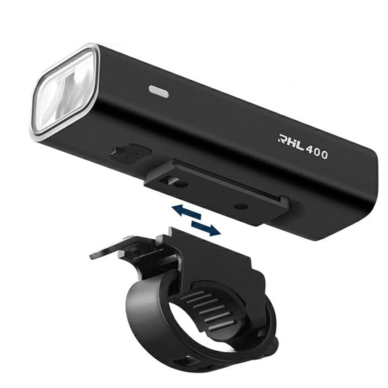 Rockbros RHL400 priekinė dviračio šviesa 400lm USB-C - juoda -- Bicycle Lights