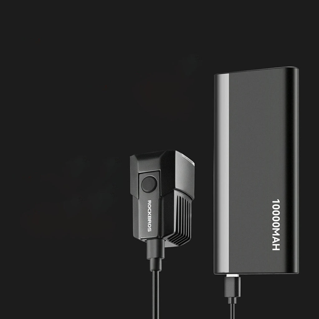 Rockbros RHL1600 Priekinė dviračio lempa 1600 lm su išorine maitinimo dalimi USB-C - juoda -- Bicycle Lights