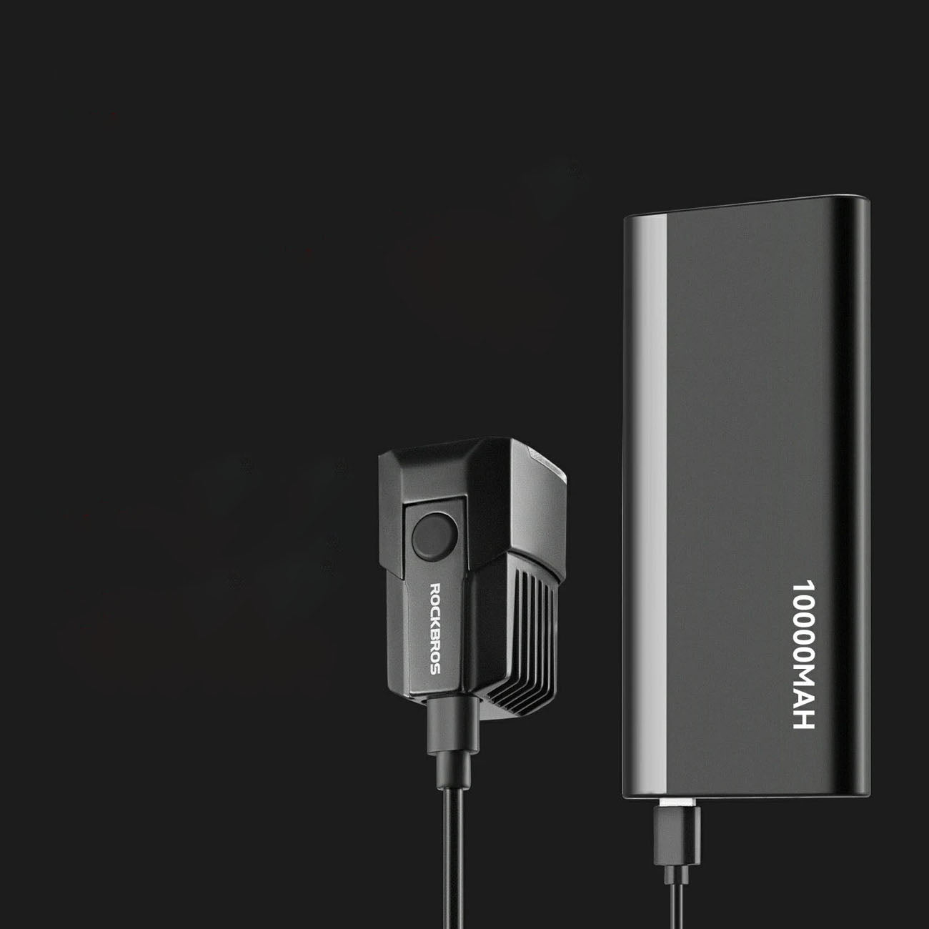 Rockbros RHL1600 Priekinė dviračio lempa 1600 lm su išorine maitinimo dalimi USB-C - juoda -- Bicycle Lights