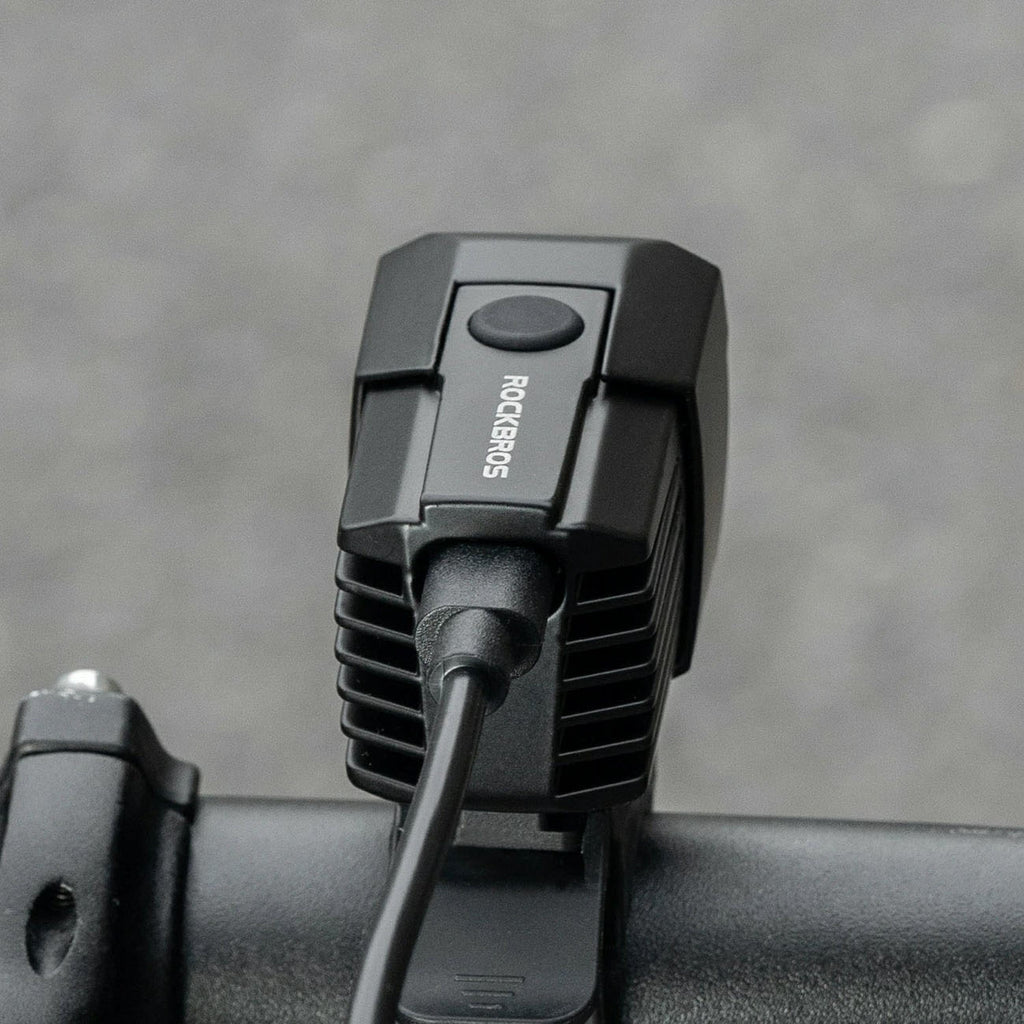 Rockbros RHL1600 Priekinė dviračio lempa 1600 lm su išorine maitinimo dalimi USB-C - juoda -- Bicycle Lights