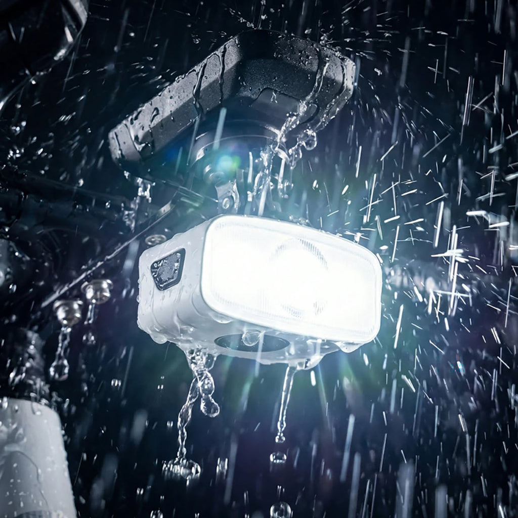 Rockbros QC1200 Priekinė dviračio lempa 1200 lm USB-C - balta -- Bicycle Lights