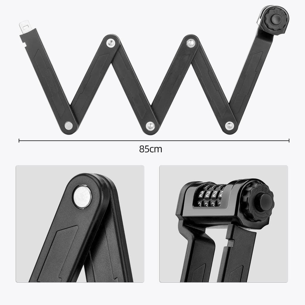 Rockbros LFCXR0085 sulankstyта dviracio spyna su kombinacija - juoda -- Bicycle Locks