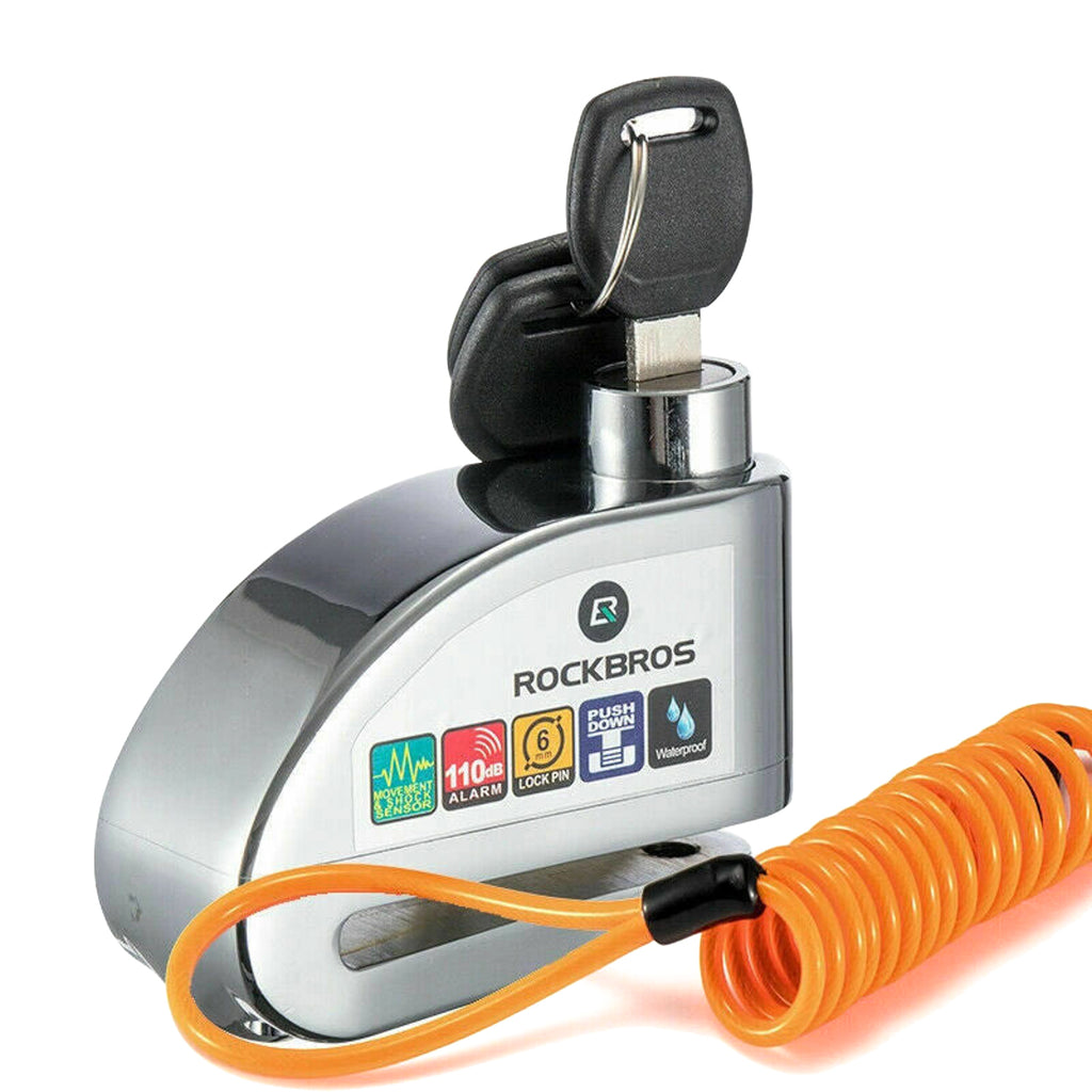 Rockbros LBAYG8308 Dviračio spyna su aliarmą ir disko spyna - Oranžinė -- Bicycle Locks