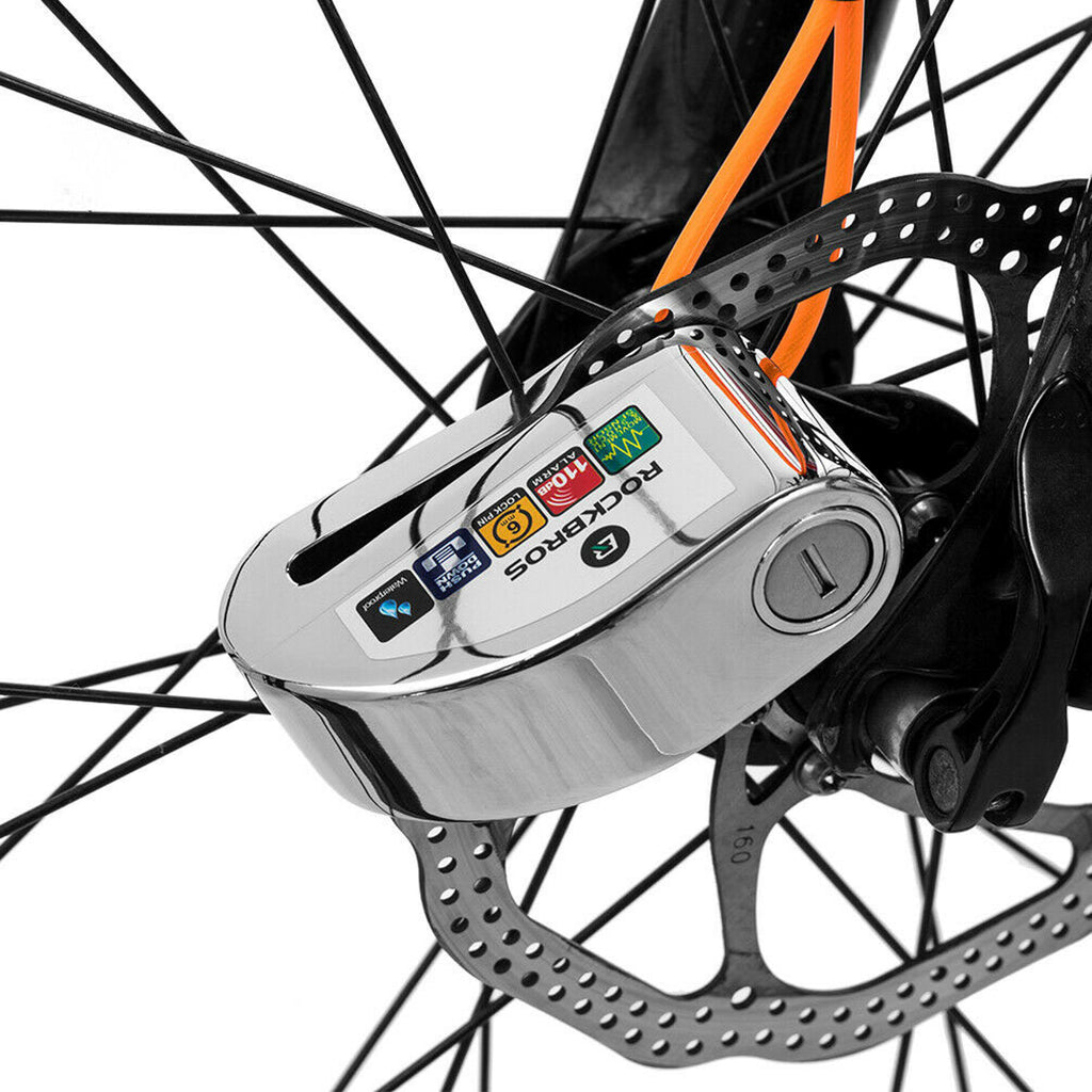 Rockbros LBAYG8308 Dviračio spyna su aliarmą ir disko spyna - Oranžinė -- Bicycle Locks
