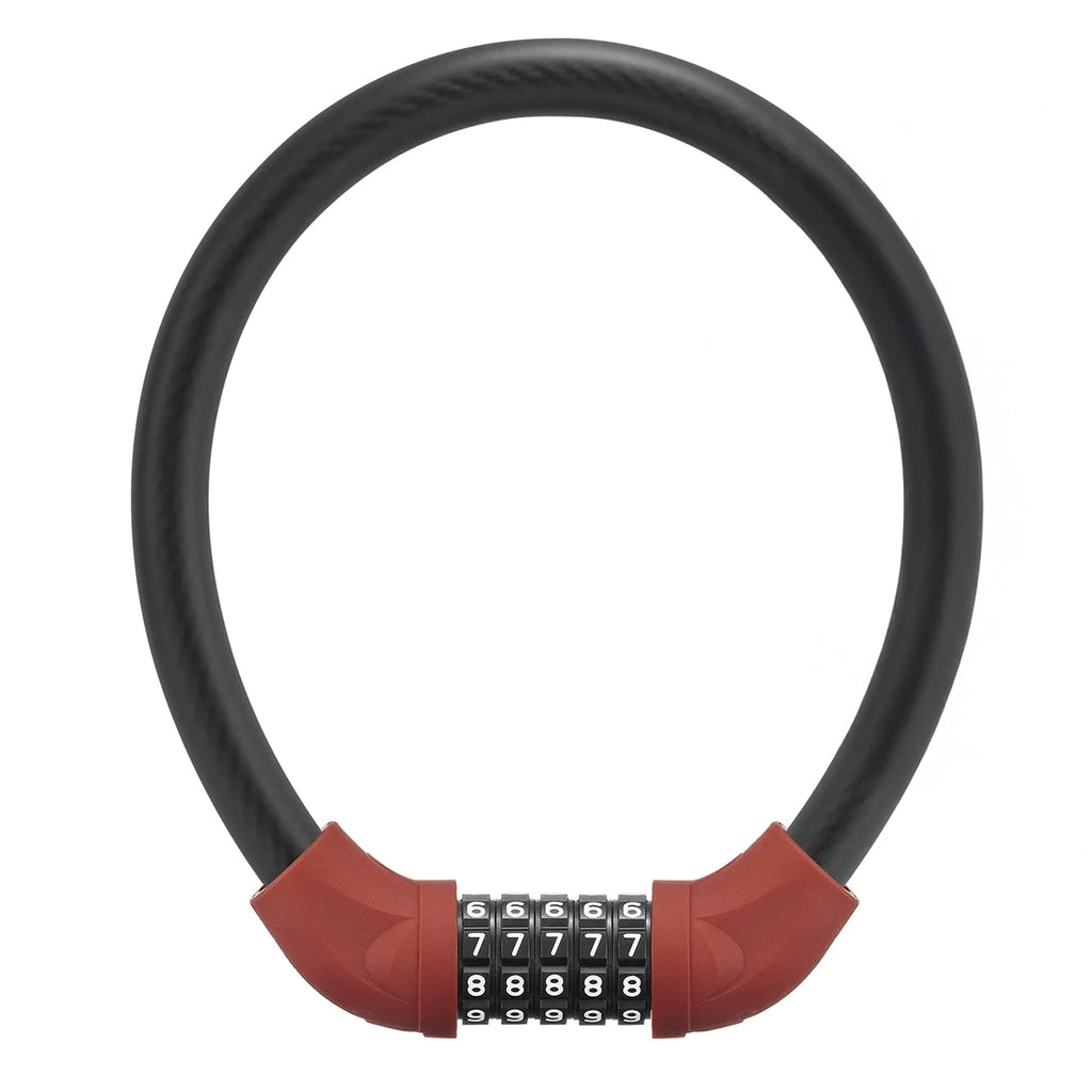 Rockbros RKS570-RD dviračio spyna su kodu, plieno kabelis, 55 cm - juoda ir raudona -- Bicycle Locks