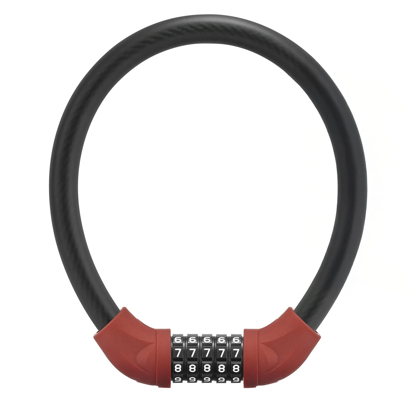 Rockbros RKS570-RD dviračio spyna su kodu, plieno kabelis, 55 cm - juoda ir raudona -- Bicycle Locks