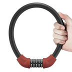 Rockbros RKS570-RD dviračio spyna su kodu, plieno kabelis, 55 cm - juoda ir raudona -- Bicycle Locks