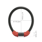 Rockbros RKS570-RD dviračio spyna su kodu, plieno kabelis, 55 cm - juoda ir raudona -- Bicycle Locks