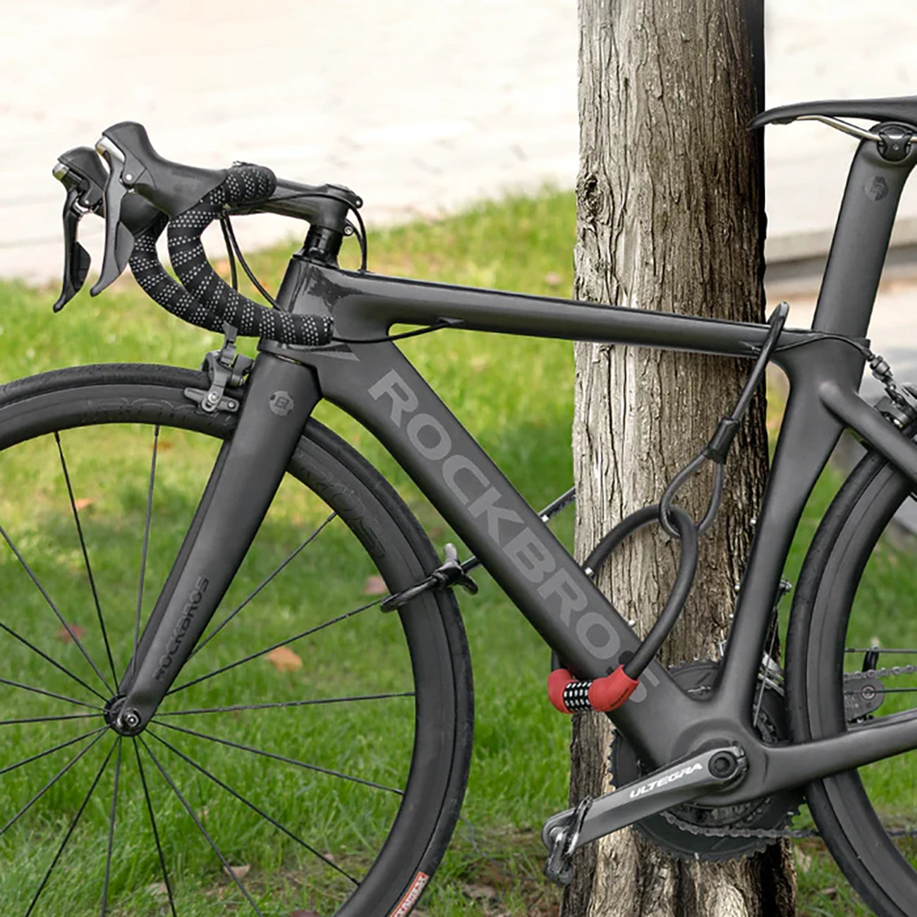 Rockbros RKS570-RD dviračio spyna su kodu, plieno kabelis, 55 cm - juoda ir raudona -- Bicycle Locks