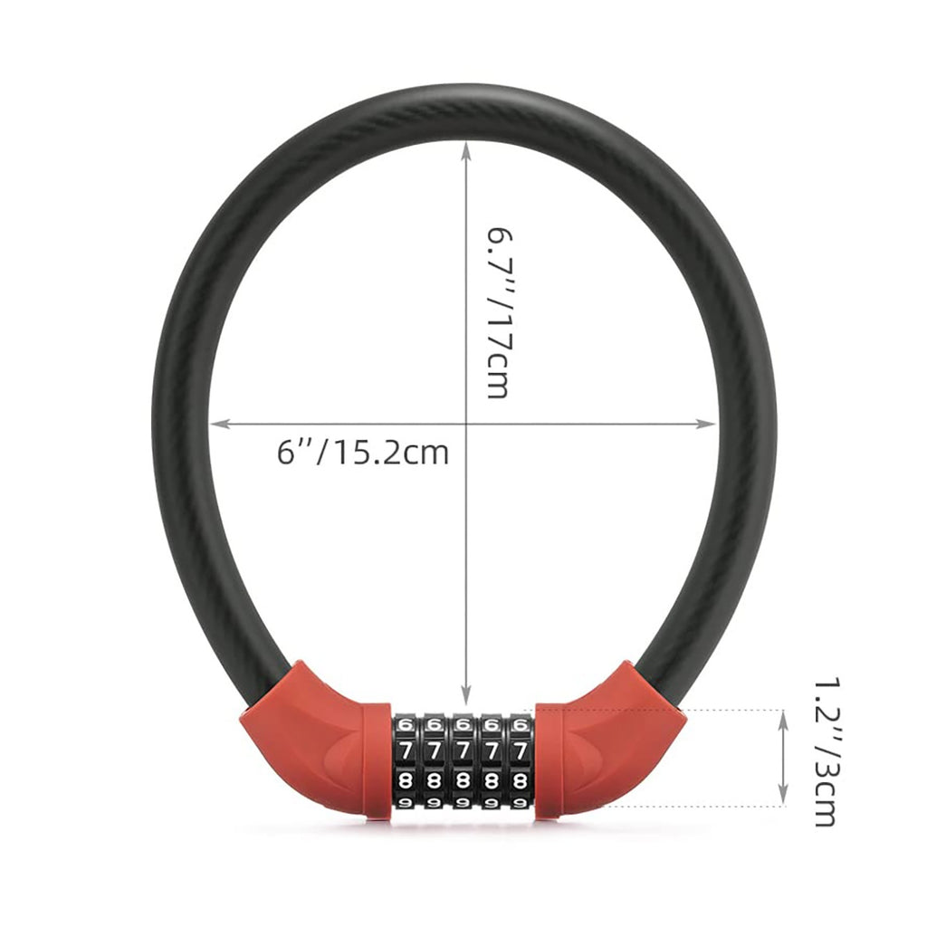 Rockbros RKS870-RD dviračio spyna su kodu, plieno kabelis, 85 cm - raudona -- Bicycle Locks