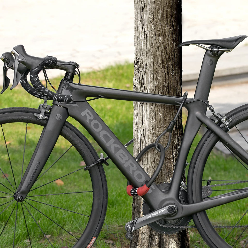 Rockbros RKS870-RD dviračio spyna su kodu, plieno kabelis, 85 cm - raudona -- Bicycle Locks