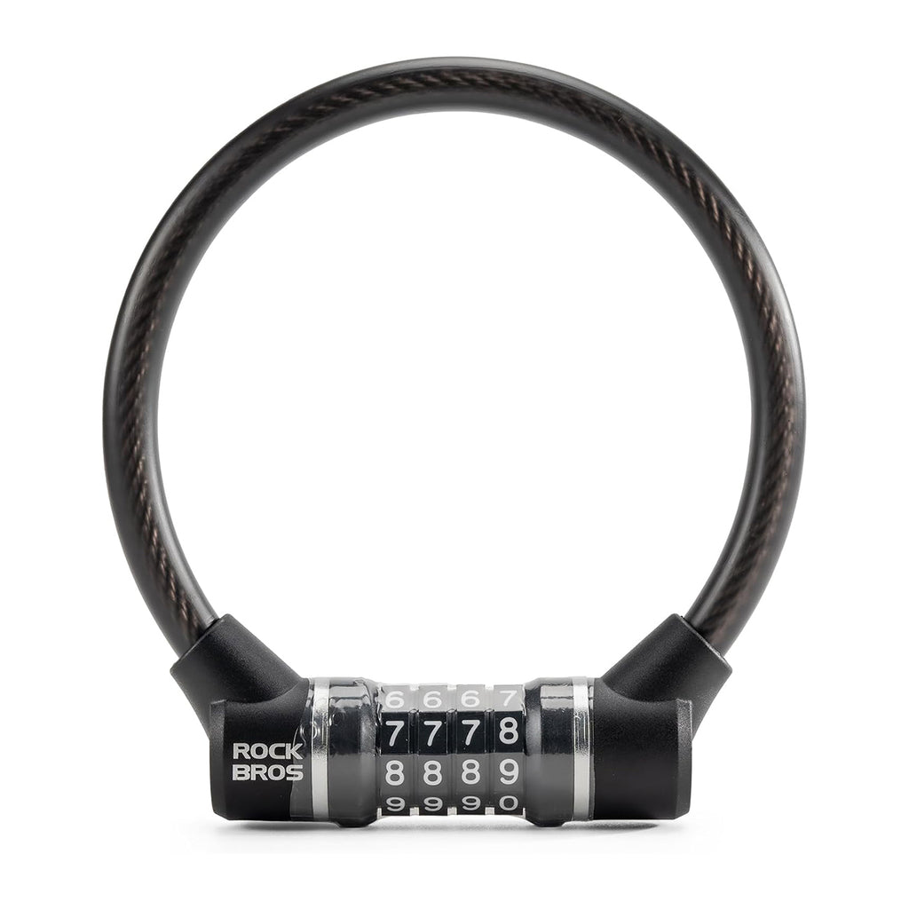 Rockbros 87639-4 dviračio spyna su kodu ir plieno kabeliu - juoda -- Bicycle Locks