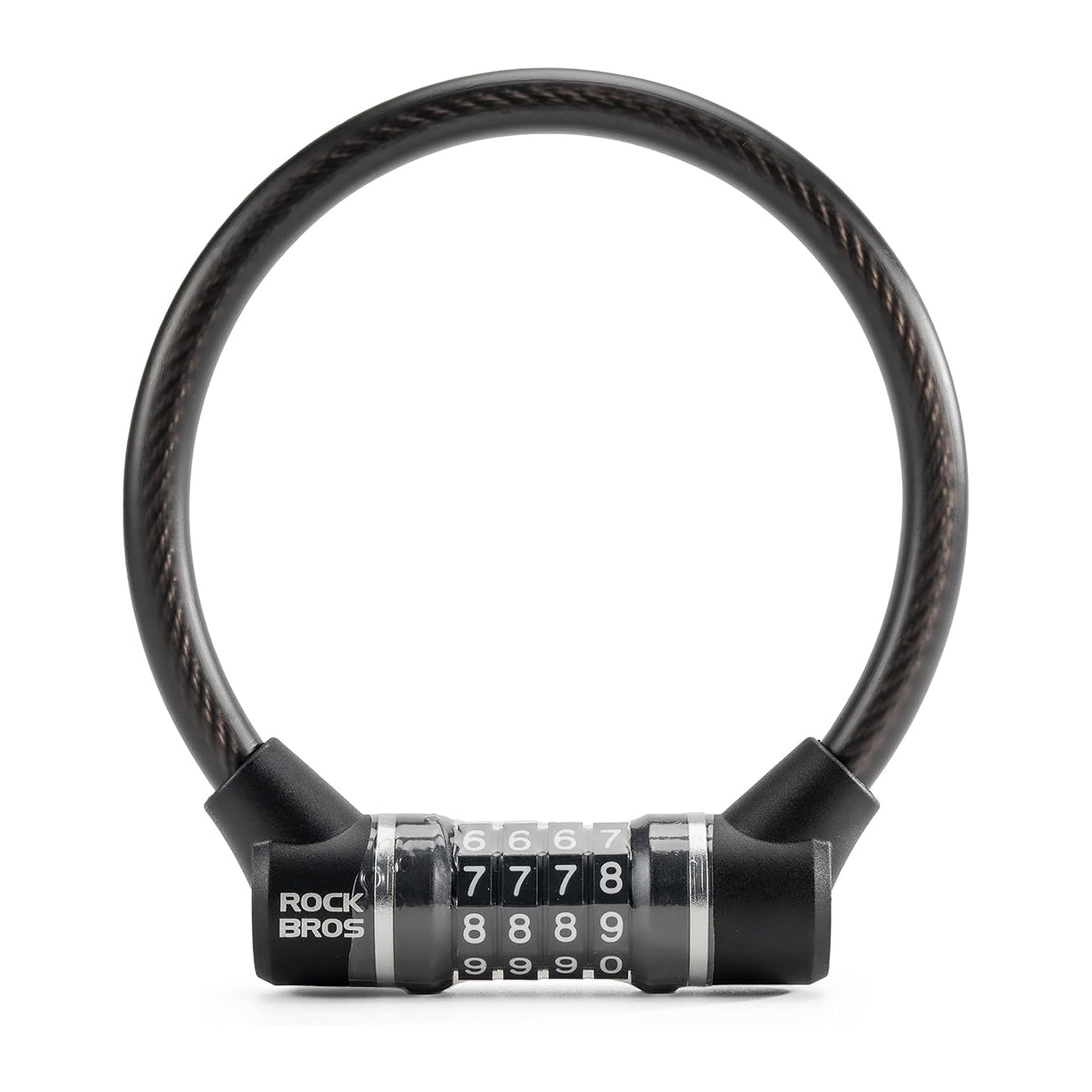 Rockbros 87639-4 dviračio spyna su kodu ir plieno kabeliu - juoda -- Bicycle Locks