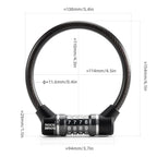Rockbros 87639-4 dviračio spyna su kodu ir plieno kabeliu - juoda -- Bicycle Locks