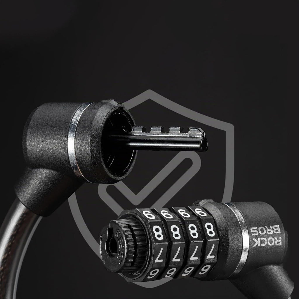 Rockbros 87639-4 dviračio spyna su kodu ir plieno kabeliu - juoda -- Bicycle Locks