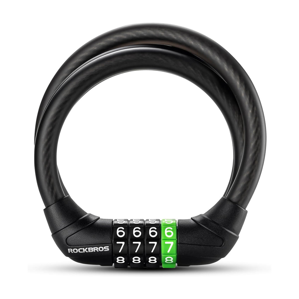 Rockbros 87632 dviračio užraktas su kodu, plieno kabelis, 115 cm - juodas -- Bicycle Locks