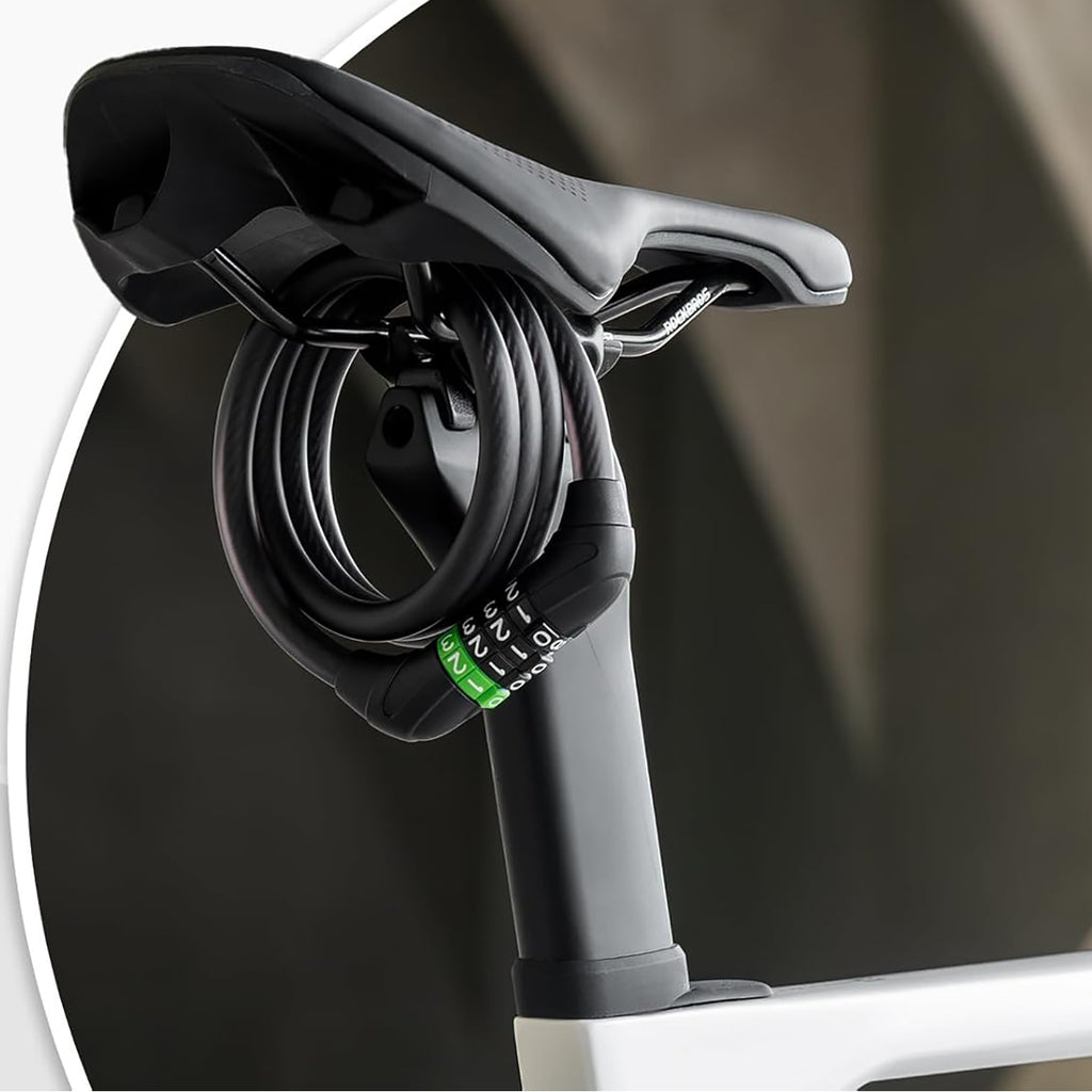 Rockbros 87632 dviračio užraktas su kodu, plieno kabelis, 115 cm - juodas -- Bicycle Locks