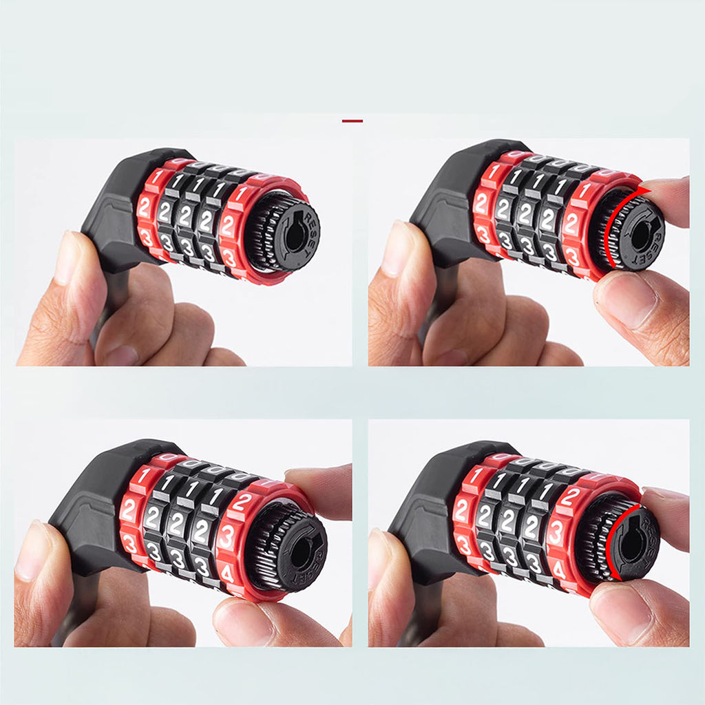 Rockbros RKS507 dviračio užraktas su 5 skaitmenų kodu, plieno kabelis, 180 cm - juodas -- Bicycle Locks