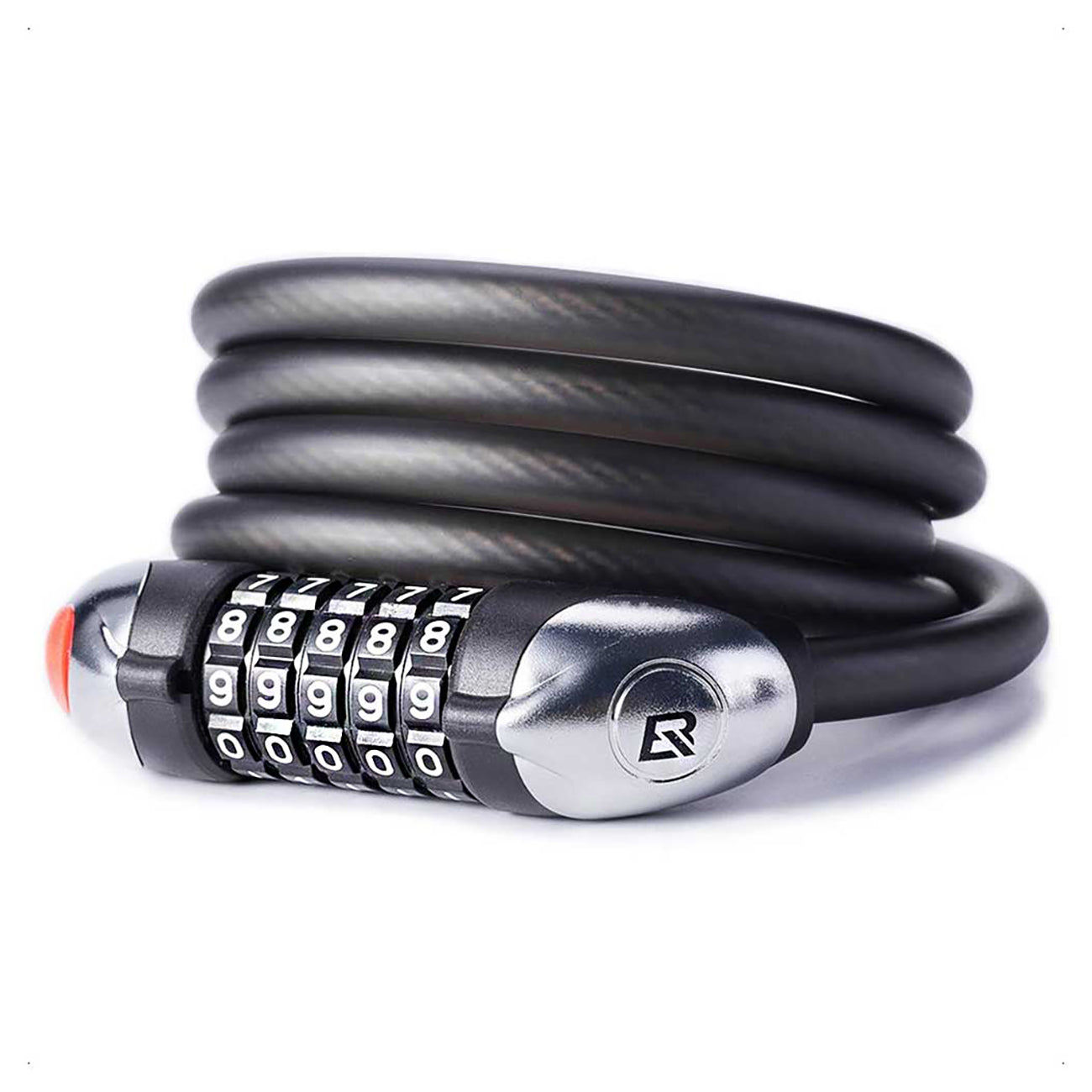 Rockbros RKS531 dviračio užraktas su 5 skaitmenų kodu, plieno kabelis, 120 cm, su LED apšvietimu - juodas -- Bicycle Locks