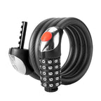 Rockbros RKS531 dviračio užraktas su 5 skaitmenų kodu, plieno kabelis, 120 cm, su LED apšvietimu - juodas -- Bicycle Locks
