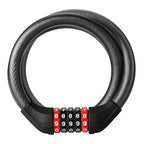 Rockbros RKS531 dviračio užraktas su 5 skaitmenų kodu, plieno kabelis, 120 cm, su LED apšvietimu - juodas -- Bicycle Locks